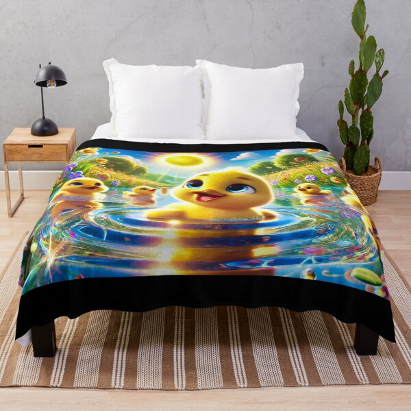 Item preview, Happy Ducklings in Blooming Pond – Bright 3D Cartoon Spring Scene designed and sold by Fresh-Threads-X.