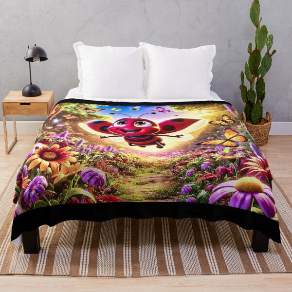 Item preview, Joyful Ladybug in Flower Garden – Vibrant 3D Cartoon with Butterflies and Blossoms designed and sold by Fresh-Threads-X.