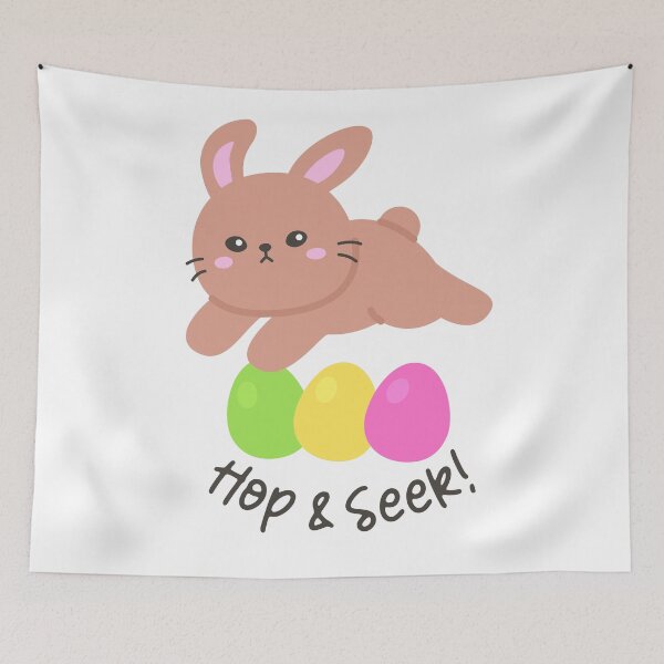 Item preview, Brown Bunny Leaping Over Easter Eggs – Hop & Seek Sticker designed and sold by BubiStudio.