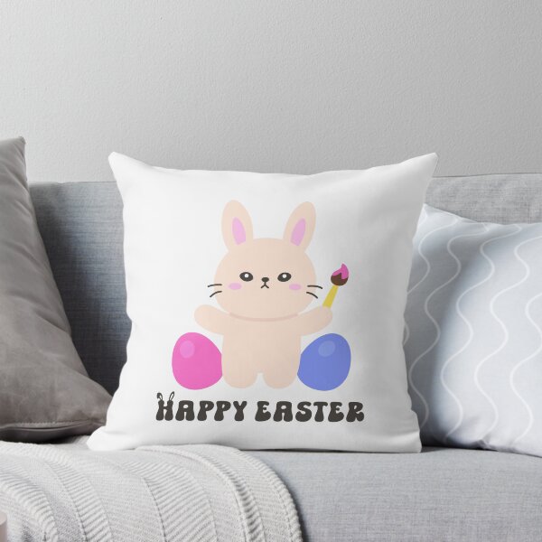 Item preview, Happy Easter Bunny with Colored Eggs and Flower – Cheerful Holiday Sticker designed and sold by BubiStudio.