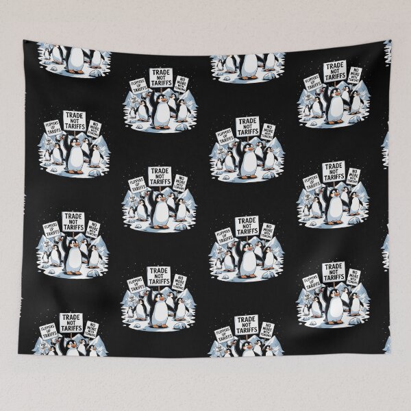 Item preview, Penguins Protest Against Tariffs Funny Penguin Tariff designed and sold by AniArtPL.