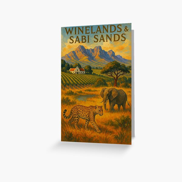 Item preview, Leopard and Elephant Roaming South African Winelands designed and sold by Places On Earth.