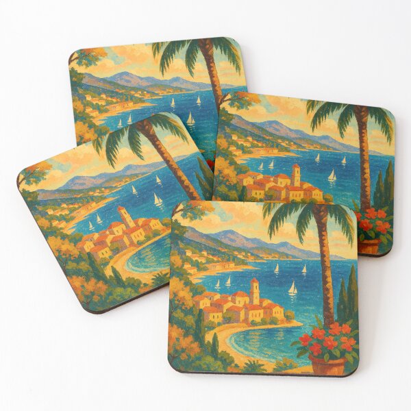 Item preview, Palm-Lined View Over Côte d’Azur Coastline designed and sold by Places On Earth.