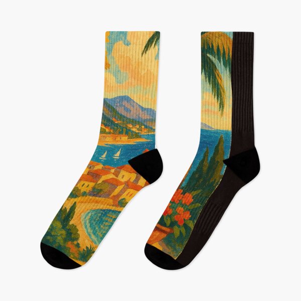Item preview, Palm-Lined View Over Côte d’Azur Coastline designed and sold by Places On Earth.