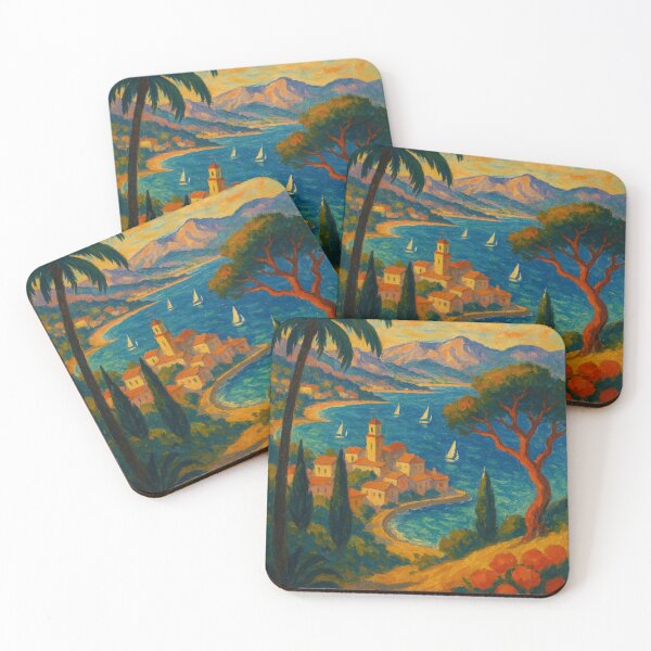 Item preview, Curving Coastline and Seaside Village on Côte d’Azur designed and sold by Places On Earth.