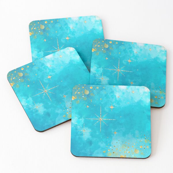 Item preview, Golden Starburst on Turquoise Abstract Sky designed and sold by Fantacaroo Designs.