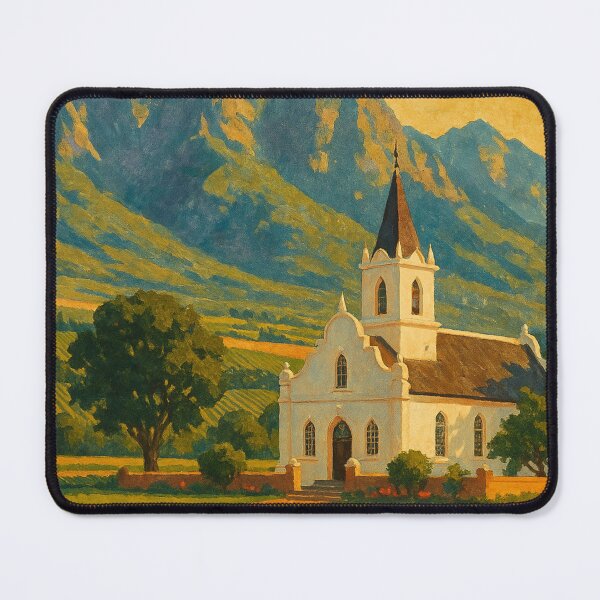 Item preview, Iconic Franschhoek Church Among Lush Vineyards designed and sold by Places On Earth.