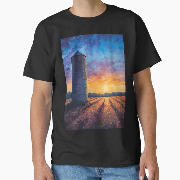 Vista previa del artículo con la obra «Estética Farmcore: Paisaje de silos al amanecer», diseñado y vendido por bapupa.