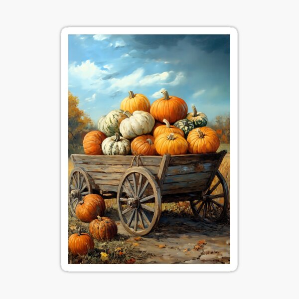 Item preview, Farmcore Aesthetic: Autumn Pumpkin Wagon designed and sold by bapupa.