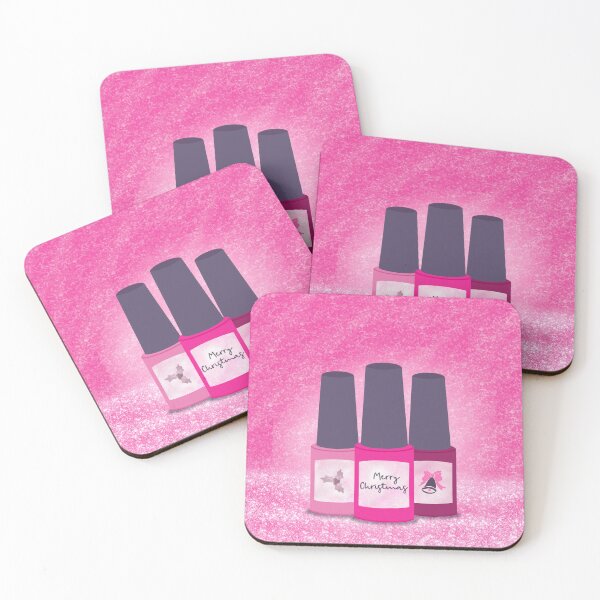 Item preview, Pink Glitter Nail Polish Trio – Festive Christmas Art Print designed and sold by Whimsy Belle Atelier.