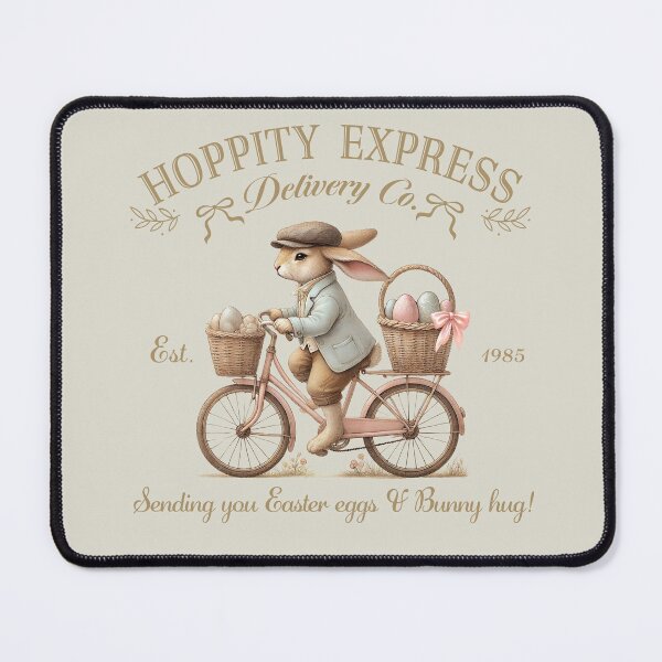 Item preview, Hoppity express, Easter bunny on bicycle, with easter baskets, easter egg designed and sold by Coolparrotgirl.
