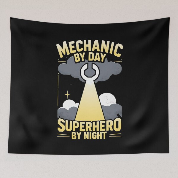 Item preview, Mechanic By Day, Superhero By Night Auto Mechanic Joke designed and sold by DomTeesHaven.