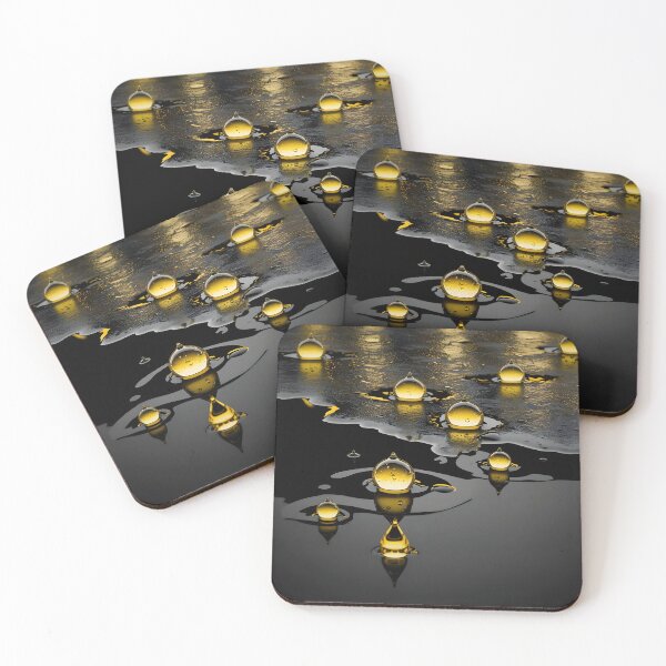 Item preview, Gold Watercolor Drops on Black | Exclusive | HD  designed and sold by MagneticArts23.