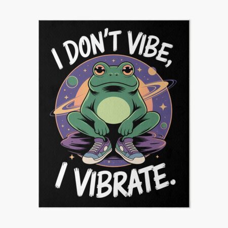 Vista previa del artículo con la obra «I Don’t Vibe, I Vibrate – Cosmic Frog with Sneakers Funny Retro Design», diseñado y vendido por HappyTumDesigns.