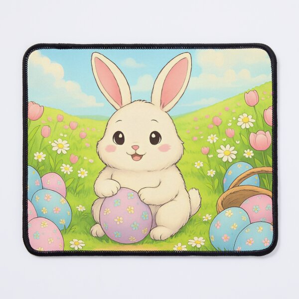 Item preview, Happy Chibi Easter Bunny with Eggs designed and sold by BrightNook.
