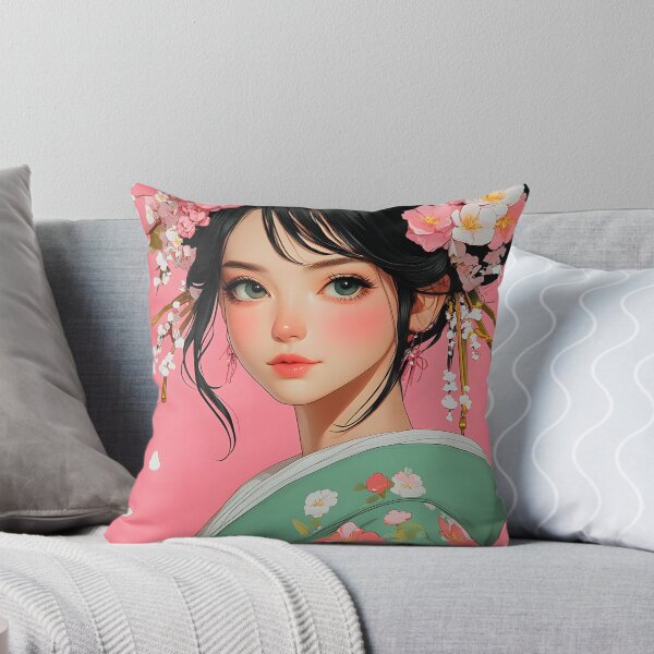 Item preview, Elegant portrait with floral hairpins in pastel pink. designed and sold by Artessie.