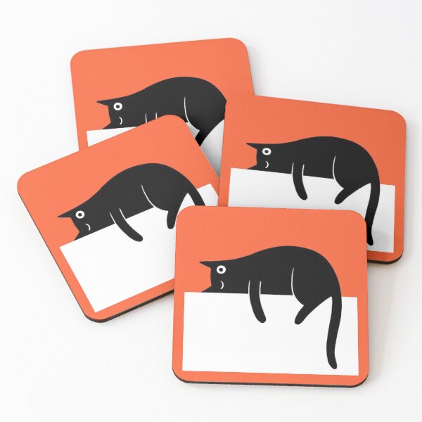 Item preview, “Minimalist Black Cat on Orange - Cute Lazy Cat Art” designed and sold by DigiGoods.
