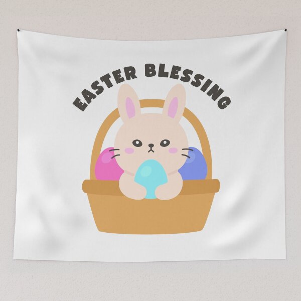 Item preview, Bunny Holding Blue Egg in Basket – Easter Blessing Sticker designed and sold by BubiStudio.