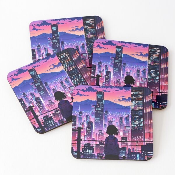 Item preview, Vibrant Anime Cityscape Silhouette designed and sold by Aetheric Art Studio.