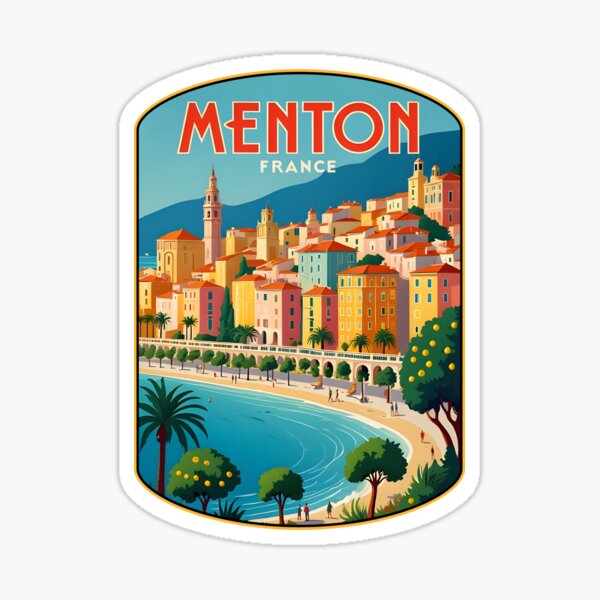 Item preview, Retro travel stickers from Menton designed and sold by DINKY-PROJECT.