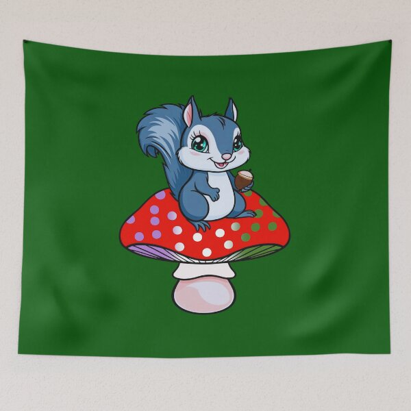 Item preview, Cute Squirrel on Genderqueer Mushroom – Genderfqueer Pride Whimsical Art designed and sold by Travelslightly.