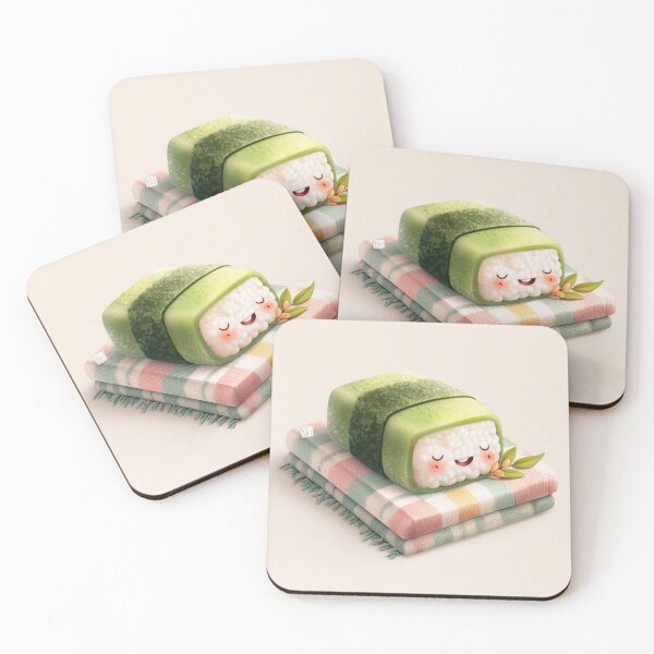 Item preview, Kawaii Sushi Roll Napping on Picnic Mat | Cute Japanese Food Art designed and sold by ThaiArtShop.