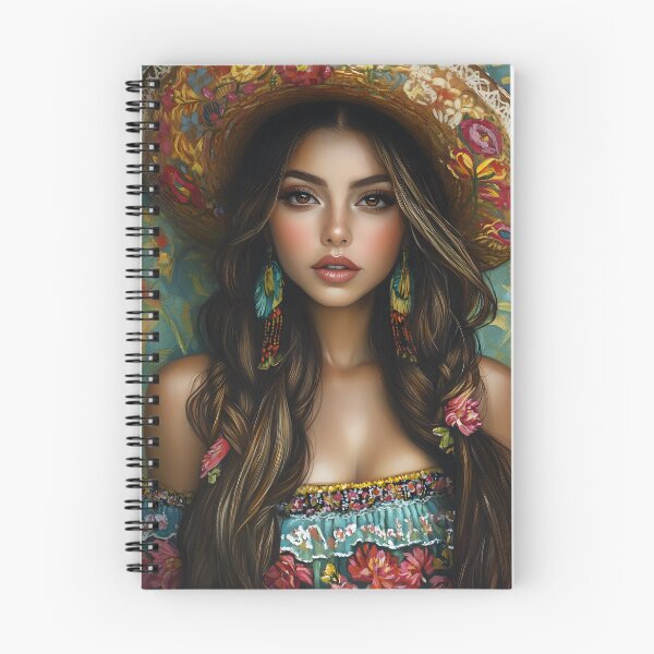 Item preview, Vibrant portrait of woman in floral hat and earrings designed and sold by Artessie.