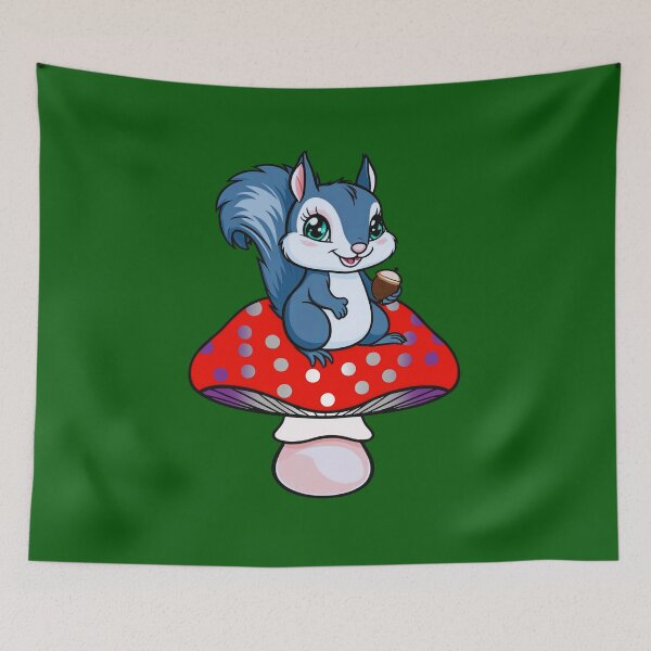Item preview, Cute Squirrel on Greysexual Mushroom – Greysexual Pride Whimsical Art designed and sold by Travelslightly.