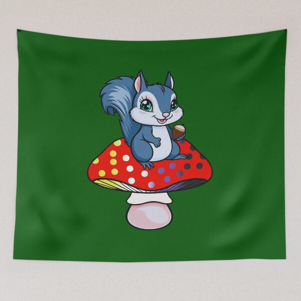 Item preview, Cute Squirrel on Nonbinary Mushroom – Enby Pride Whimsical Art designed and sold by Travelslightly.
