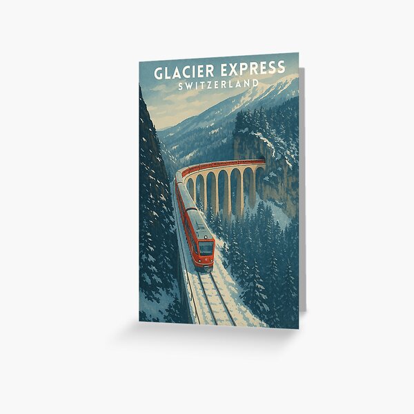 Item preview, Glacier Express Switzerland Design Vintage Alpine Train Scene designed and sold by JackCurtis1991.
