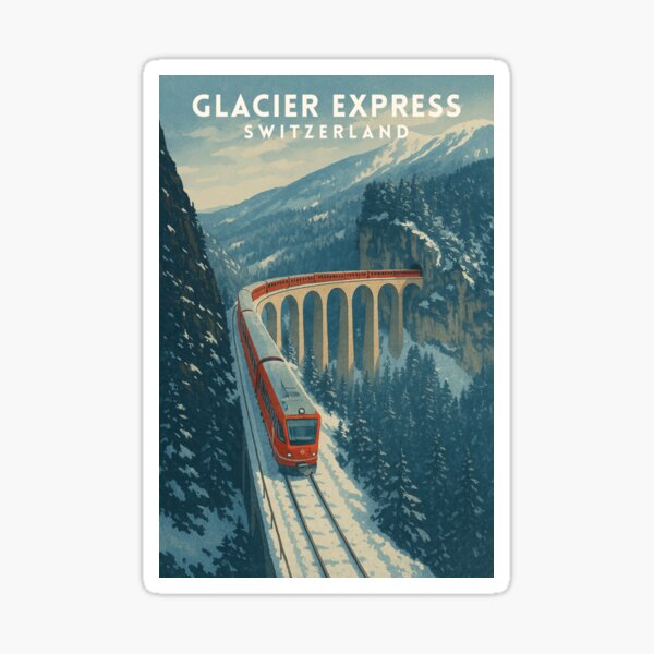 Item preview, Glacier Express Switzerland Design Vintage Alpine Train Scene designed and sold by JackCurtis1991.