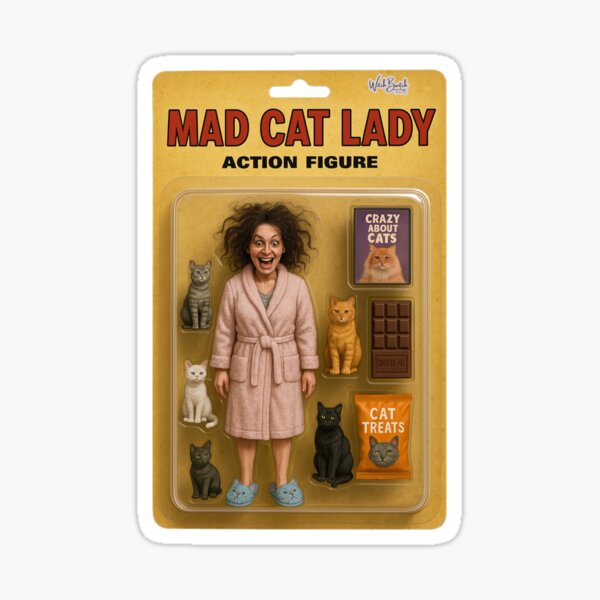 Item preview, Mad Cat Lady Action Figure Image designed and sold by Witchbwitch.