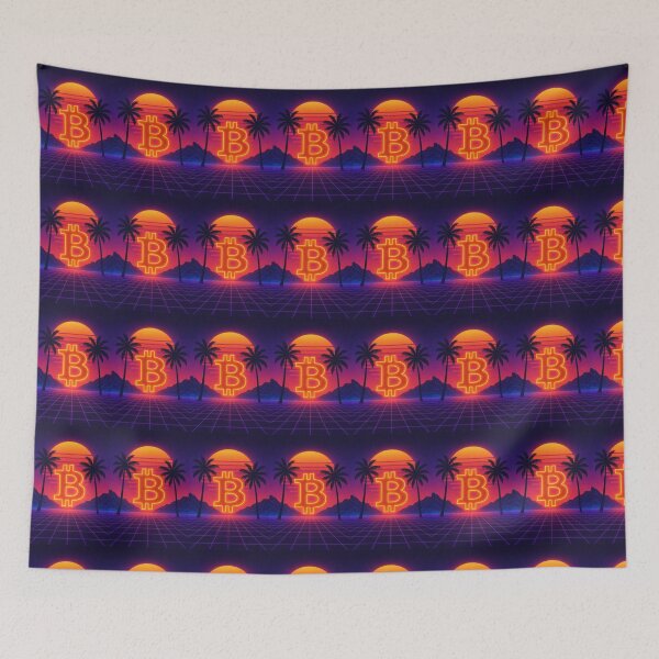 Item preview, Bitcoin Sunset in Vaporwave Style designed and sold by nvrprooo.