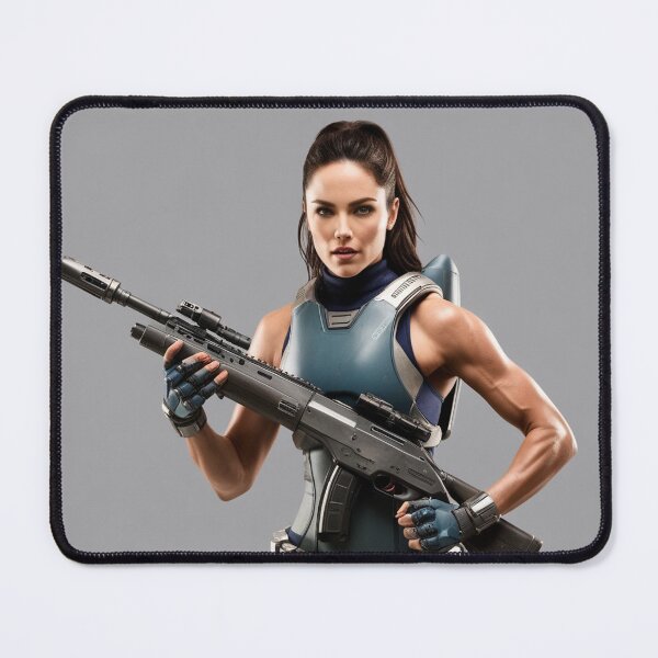 Item preview, A scifi warrior woman in full metal armor carrying a fantasy assault rifle designed and sold by Vintage Designs +.