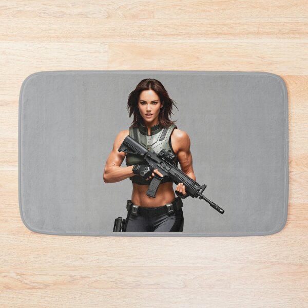 Item preview,   A scifi warrior woman in full metal armor carrying a fantasy assault rifle designed and sold by Vintage Designs +.