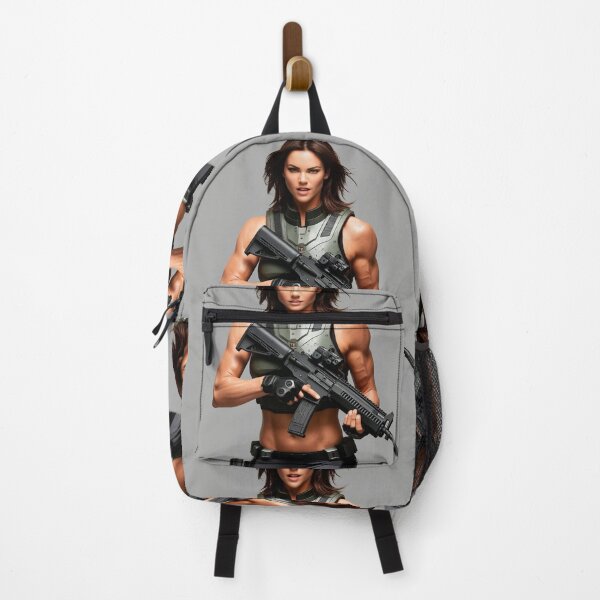 Item preview,   A scifi warrior woman in full metal armor carrying a fantasy assault rifle designed and sold by Vintage Designs +.