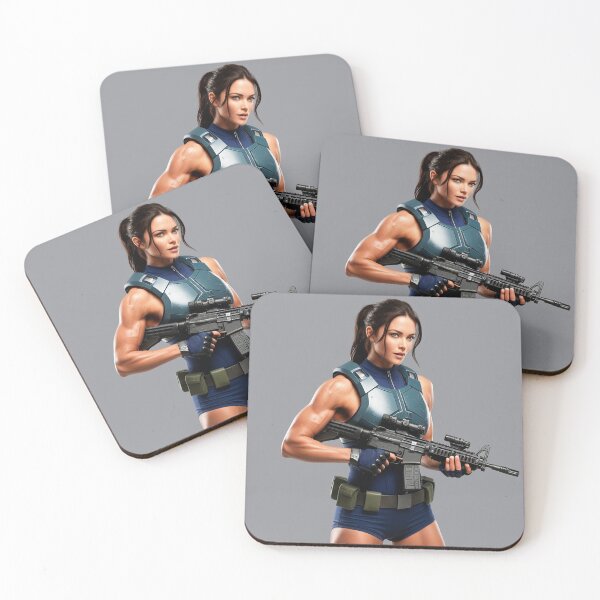 Item preview,  A scifi warrior woman in full metal armor carrying a fantasy assault rifle designed and sold by Vintage Designs +.