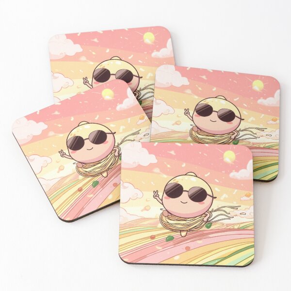 Item preview, Happy Dumpling Flying Over Rainbow Noodles | Peace & Pride Kawaii Art designed and sold by ThaiArtShop.