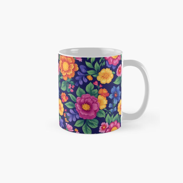 Royal blue Mexican folklore blooms Classic Mug