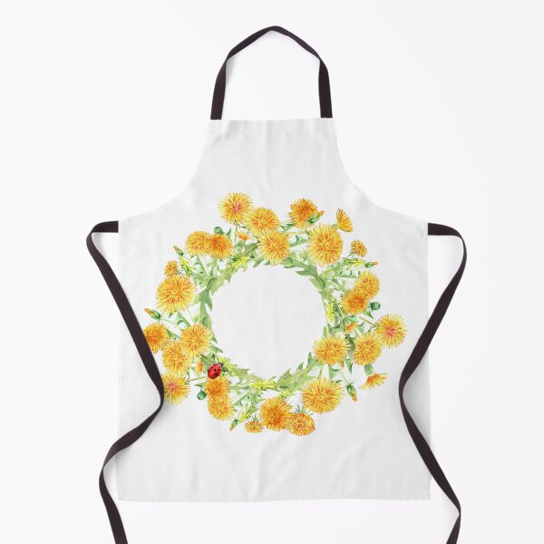 Item preview, Yellow Dandelion Floral wreath with a cute ladybug designed and sold by EmeraldeaArt.