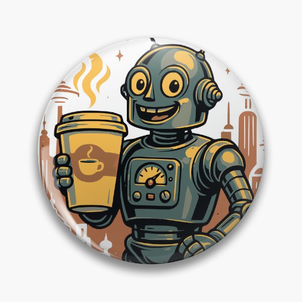Artikelvorschau, Voll aufgeladener und koffeinhaltiger Roboter – Retro-Design für Kaffeeliebhaber entworfen und verkauft von Pogglecards.
