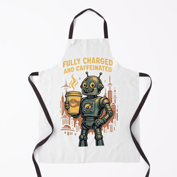 Artikelvorschau, Voll aufgeladener und koffeinhaltiger Roboter – Retro-Design für Kaffeeliebhaber entworfen und verkauft von Pogglecards.