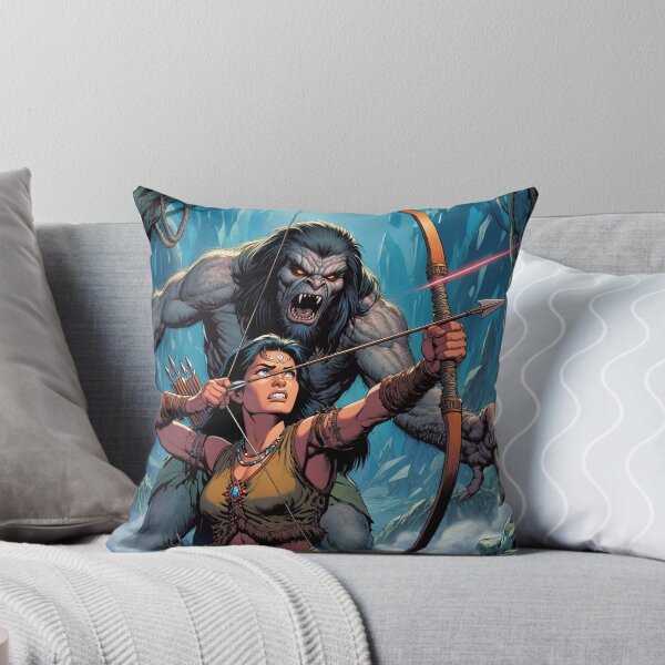 Item preview, Evil Howler of the Pit Hunter Native American woman fantasy art graphic comic book illustration art designed and sold by Vintage Designs +.