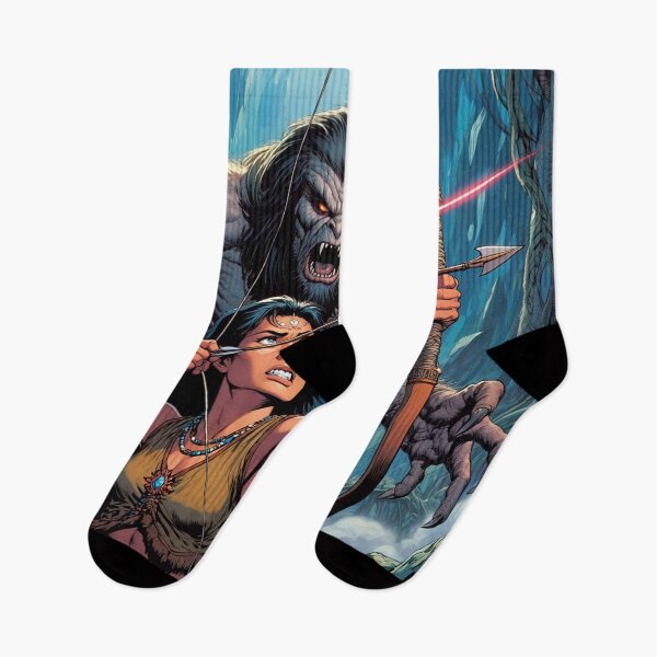 Item preview, Evil Howler of the Pit Hunter Native American woman fantasy art graphic comic book illustration art designed and sold by Vintage Designs +.