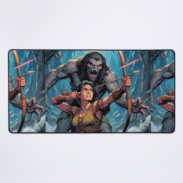 Item preview, Evil Howler of the Pit Hunter Native American woman fantasy art graphic comic book illustration art designed and sold by Vintage Designs +.