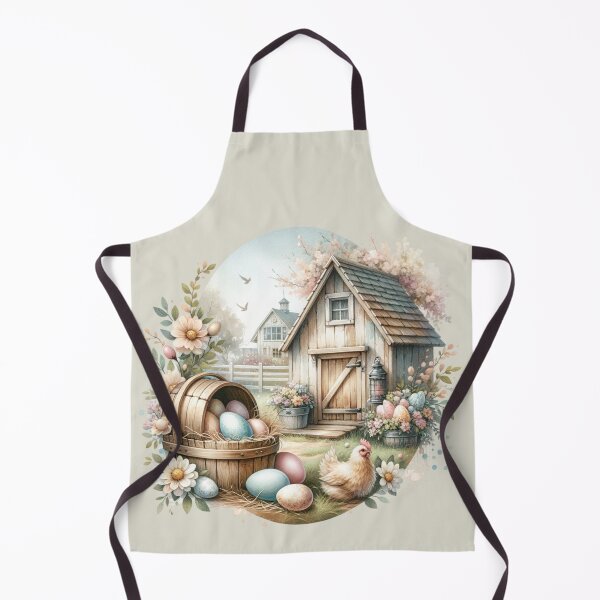 Item preview, Vintage scene, Easter chick, Easter eggs, flowers, wooden chalet, romantic designed and sold by Coolparrotgirl.
