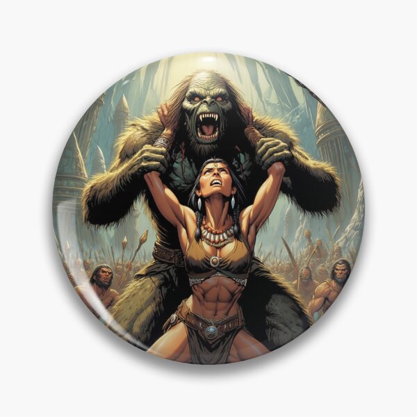 Item preview, Evil Howler of the Pit Hunter Native American woman fantasy art graphic comic book illustration art designed and sold by Vintage Designs +.