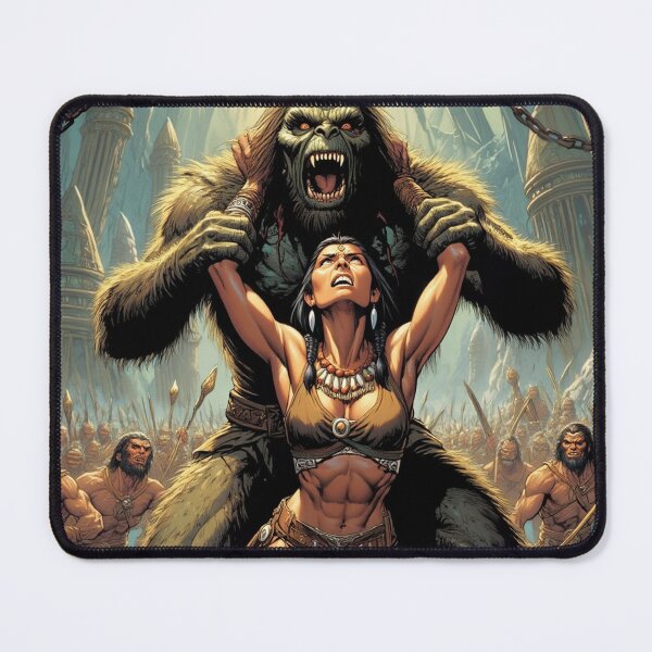 Item preview, Evil Howler of the Pit Hunter Native American woman fantasy art graphic comic book illustration art designed and sold by Vintage Designs +.