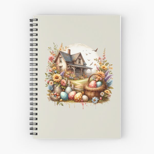 Item preview, Vintage scene, Easter chick, Easter eggs, flowers, wooden chalet, romantic designed and sold by Coolparrotgirl.
