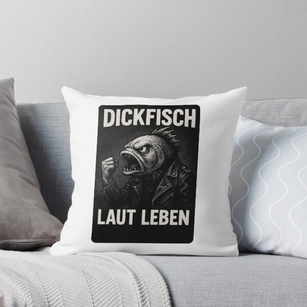 Item preview, Dickfisch with raised fist, lettering "Dickfisch - Laut Leben" designed and sold by DickfischWear.